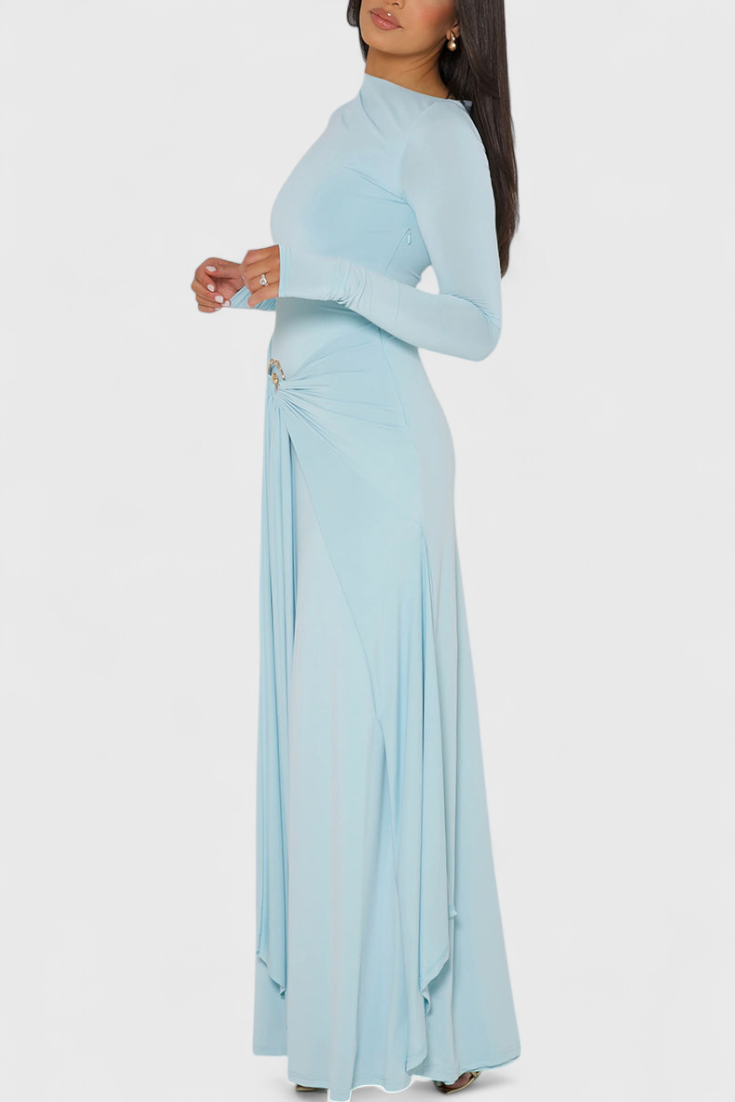 fahi Vestido Ajustado Plisado con Detalles Metálicos