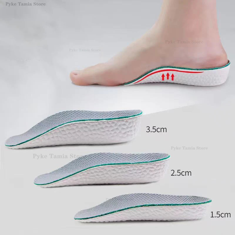 Plantillas para aumento de altura, zapatos para hombres y mujeres, plantillas ortopédicas con soporte para arco de pies planos, zapatillas de deporte, almohadillas suaves de espuma viscoelástica para levantar el talón