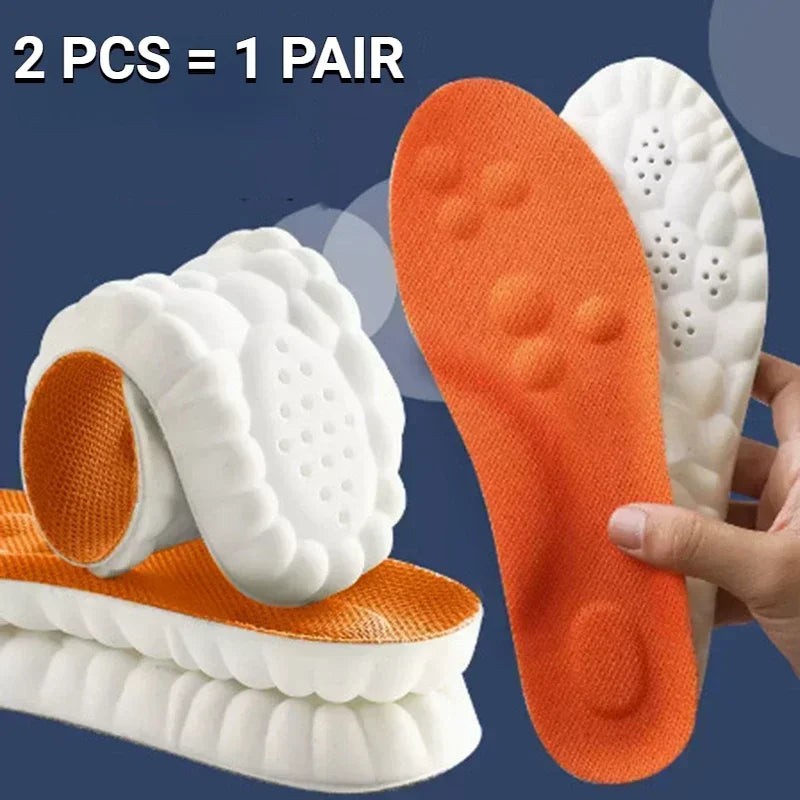 Plantillas para zapatos de masaje 4D, plantilla deportiva de látex súper suave para pies, cesta para correr, suela de zapato, soporte para arco, inserciones ortopédicas Unisex
