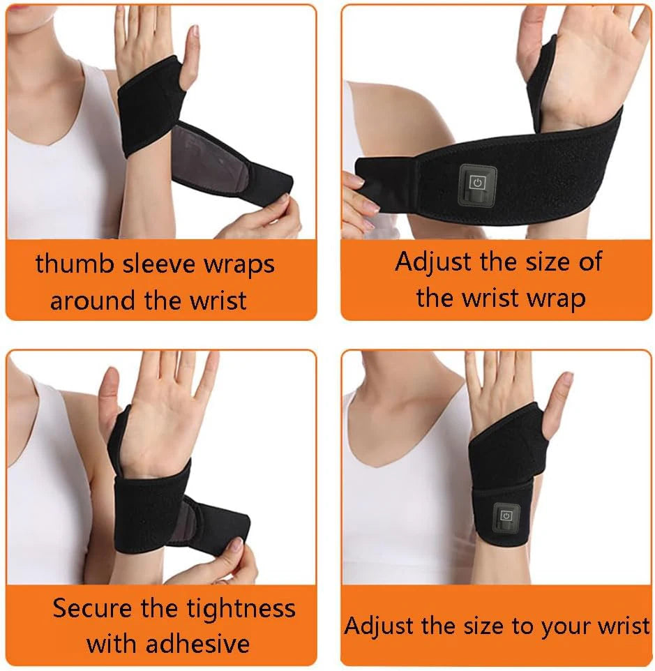 Almohadilla vibratoria calefactora para muñeca, masajeador de muñeca calentado de 3 niveles de calor, terapia caliente para alivio del túnel carpiano, tendinitis, almohadilla de soporte para muñeca