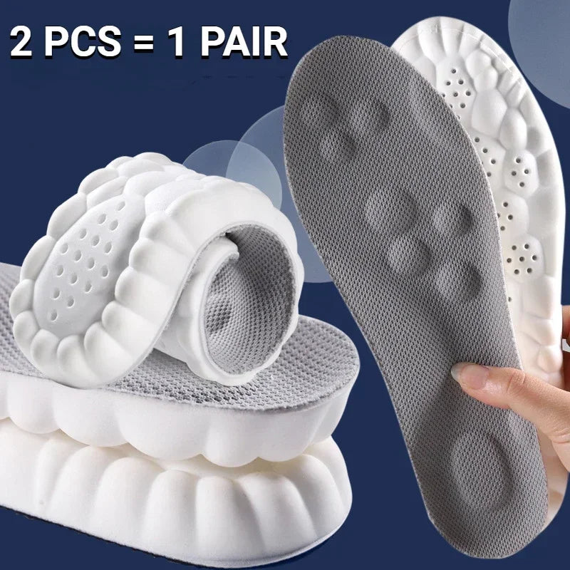 Plantillas para zapatos de masaje 4D, plantilla deportiva de látex súper suave para pies, cesta para correr, suela de zapato, soporte para arco, inserciones ortopédicas Unisex