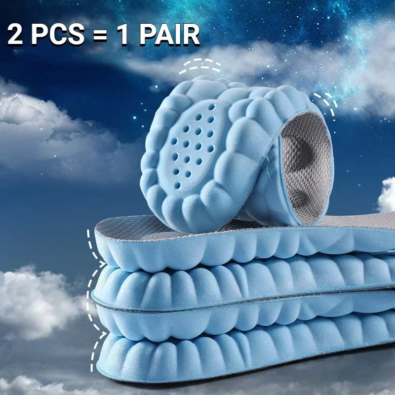 Plantillas para zapatos de masaje 4D, plantilla deportiva de látex súper suave para pies, cesta para correr, suela de zapato, soporte para arco, inserciones ortopédicas Unisex