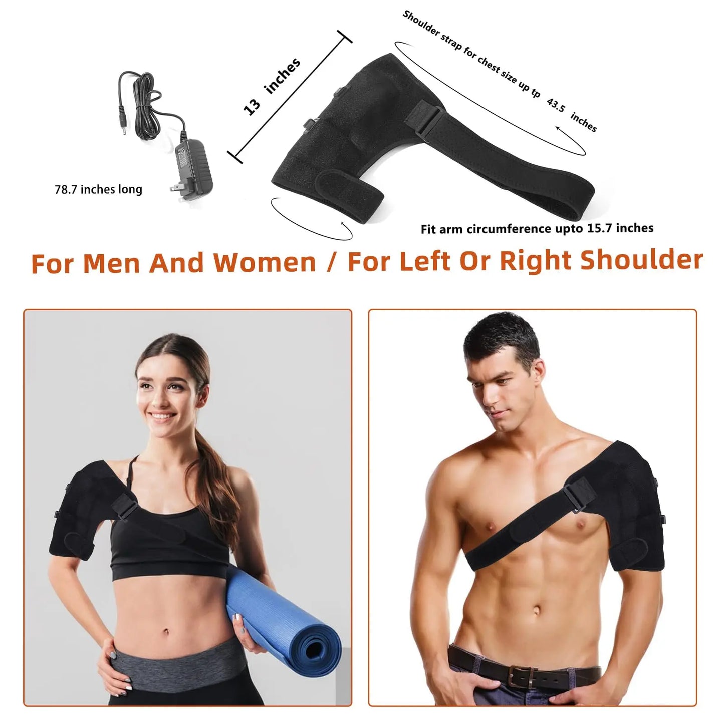 Almohadillas térmicas ajustables para hombros con cinturón de extensión para aliviar el dolor de la deslocación de hombros congelada