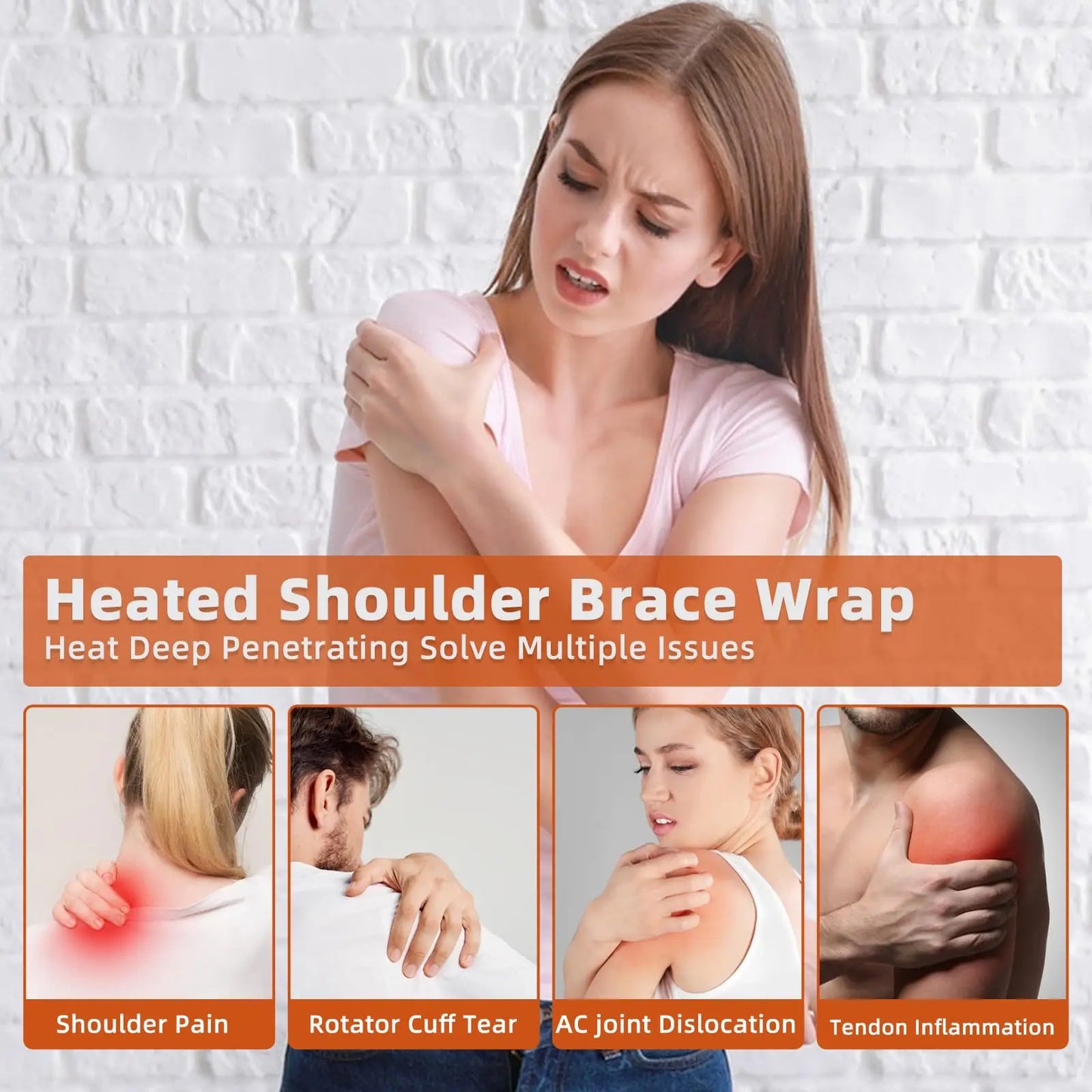 Almohadillas térmicas ajustables para hombros con cinturón de extensión para aliviar el dolor de la deslocación de hombros congelada