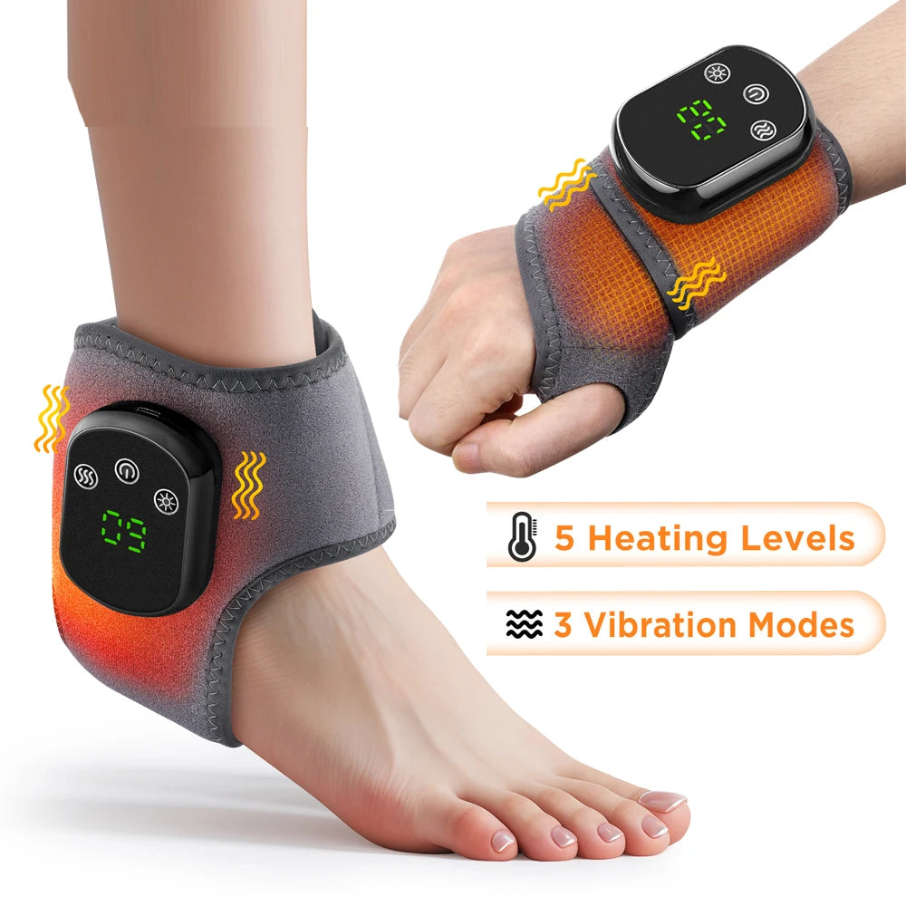 Cinturón de masaje de tobillo con calefacción, compresa caliente eléctrica, masaje por vibración, mano, muñeca y pie, banda protectora de tobillo, envoltura carpiana, soporte