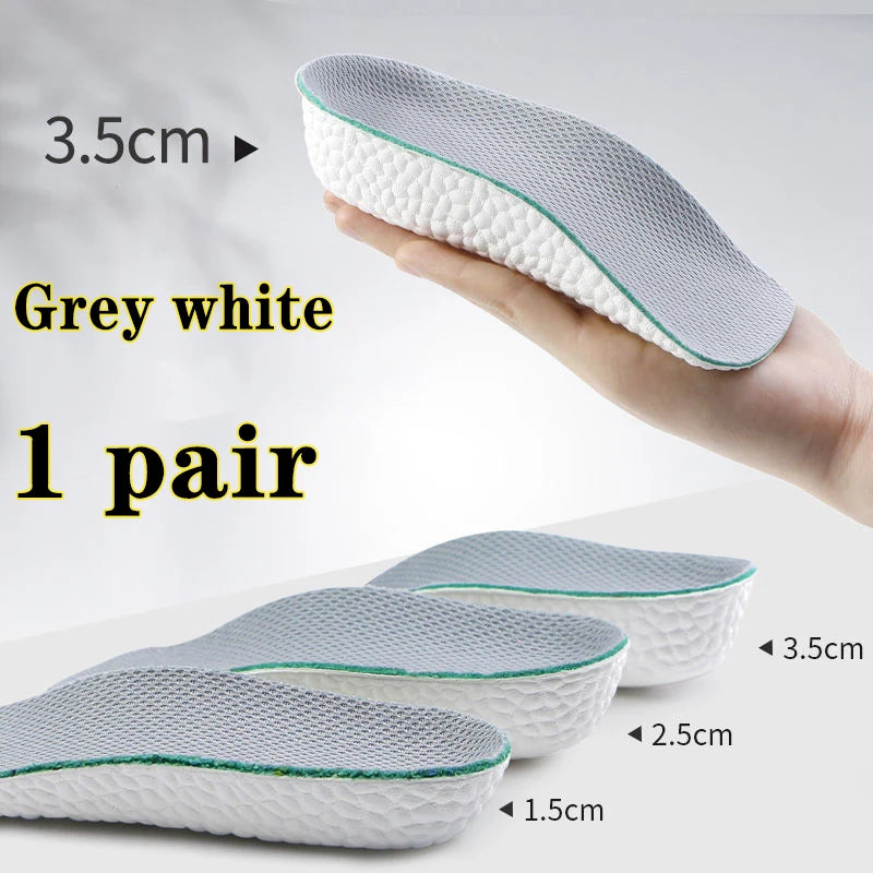 Plantillas para aumento de altura, zapatos para hombres y mujeres, plantillas ortopédicas con soporte para arco de pies planos, zapatillas de deporte, almohadillas suaves de espuma viscoelástica para levantar el talón