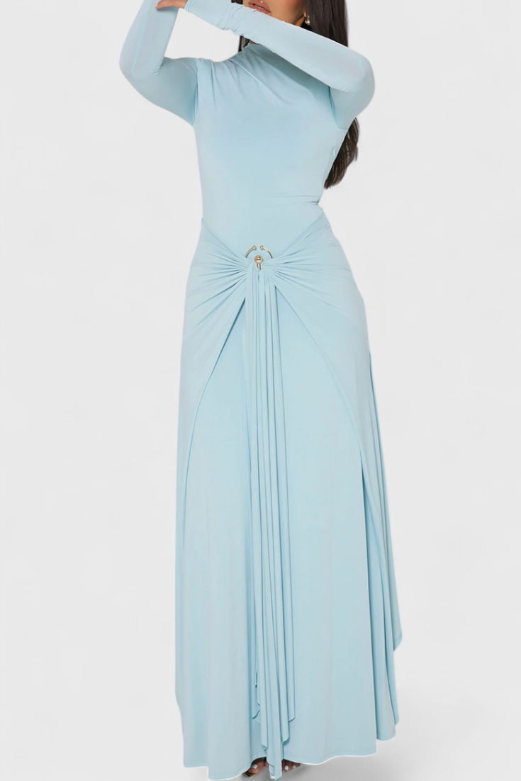 fahi Vestido Ajustado Plisado con Detalles Metálicos