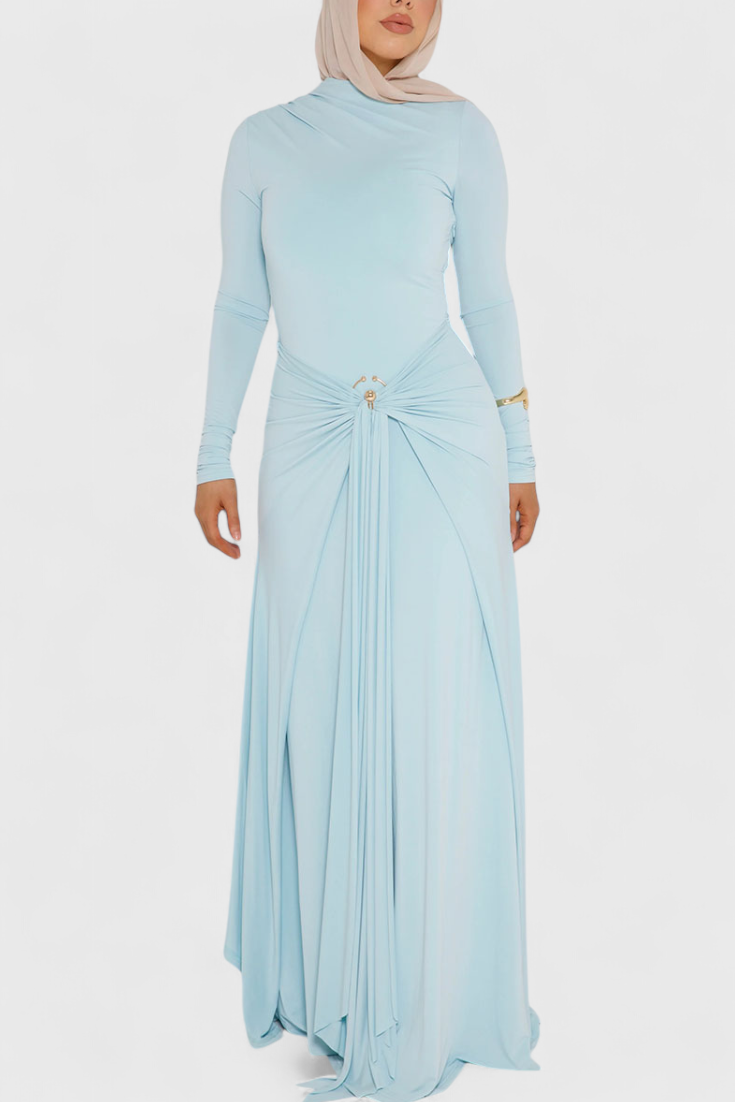 fahi Vestido Ajustado Plisado con Detalles Metálicos
