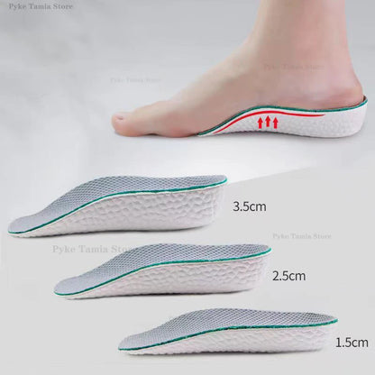 Plantillas para aumento de altura, zapatos para hombres y mujeres, plantillas ortopédicas con soporte para arco de pies planos, zapatillas de deporte, almohadillas suaves de espuma viscoelástica para levantar el talón
