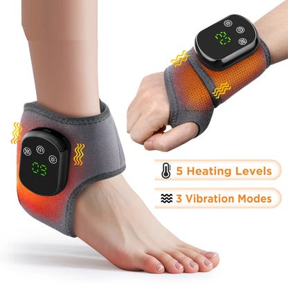 Cinturón de masaje de tobillo con calefacción, compresa caliente eléctrica, masaje por vibración, mano, muñeca y pie, banda protectora de tobillo, envoltura carpiana, soporte