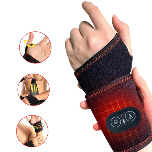 Almohadilla vibratoria calefactora para muñeca, masajeador de muñeca calentado de 3 niveles de calor, terapia caliente para alivio del túnel carpiano, tendinitis, almohadilla de soporte para muñeca
